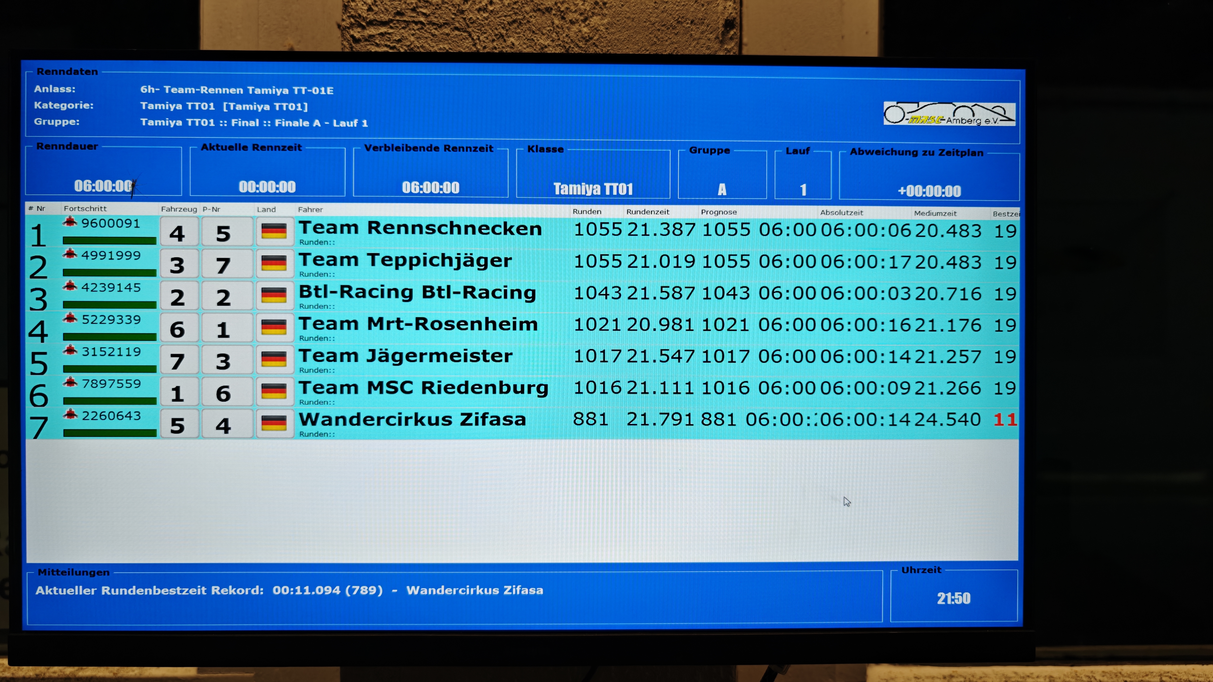 Ergebnisliste 6h-Rennen 2026 MRSC Amberg